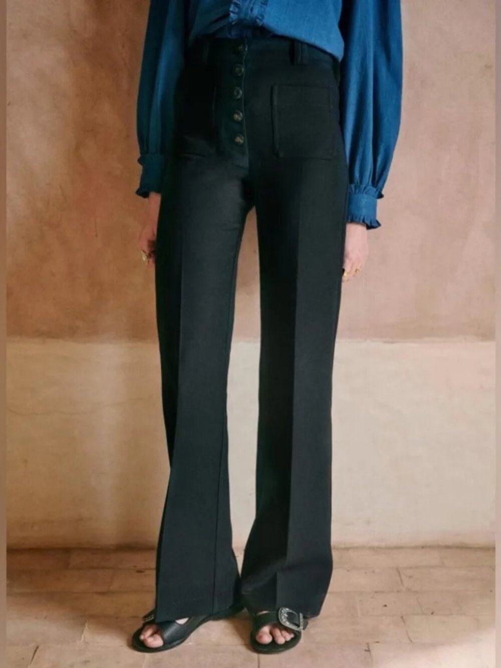 Sezane Chuck Trouser in Noir Size 8